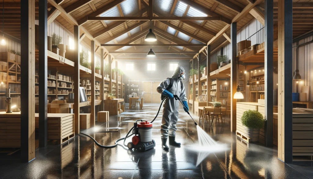 Warehouse Cleaning Services in Markham power washing the floors